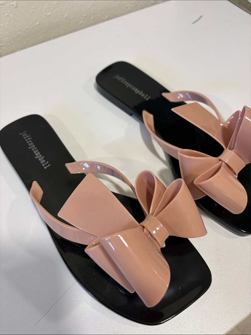 Jeffrey Campbell Nude Pink Bow Jelly Slide Sandals - Women